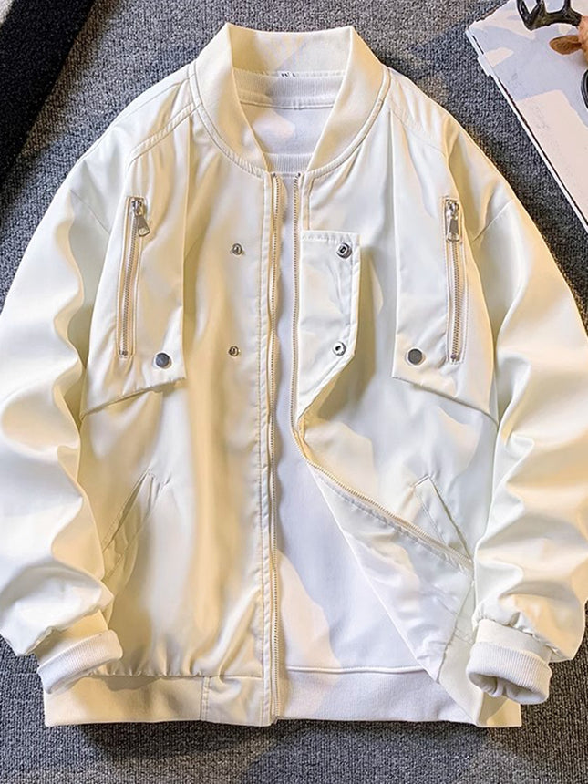 American Retro Bomber Jacket Jacket Men's Spring and Autumn Fried Street Loose Casual Baseball Suit Home Figure# WT198