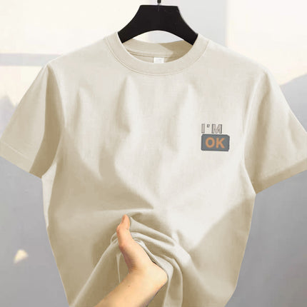 100% Cotton Short-Sleeved T-Shirt Men's Summer New Hong Kong Style Ins Trendy Brand Casual Simple Loose Versatile Half-Sleeved Top