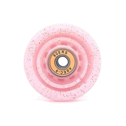 Cross-Border double-row skates transparent color non-luminous wheel four-wheel roller skates sequins pink wheel skateboard Universal