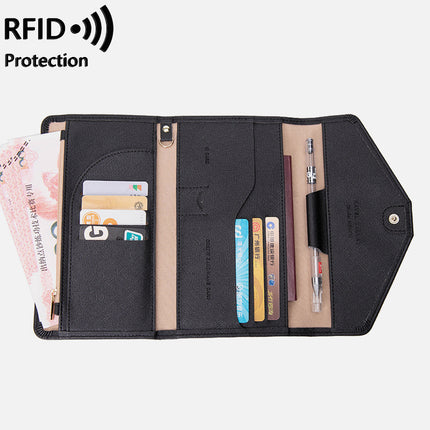 Cross-border Passbook Bag Women's 2023 New RFID Multi-function Air Ticket Certificate Bag Men's and Women's Passbook Holder for Traveling Abroad
