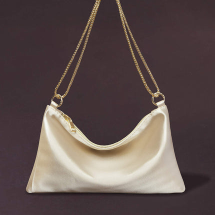 Amazon Cross-border Satin Artificial Silk Satin Women's Niche Simple Chain Armpit Square Bag Party Dinner Bag