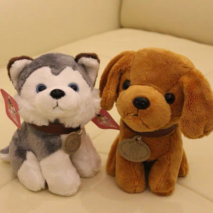 Factory wholesale simulation of eight dogs plush toys husky schnaub puppet children's birthday gift