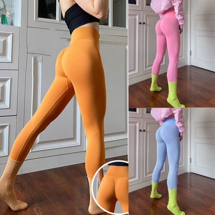 Popular High-Waisted Butt-Lifting Fitness Leggings for Women, High Elasticity, Quick-Dry, Tight-Fitting, Cropped Peach Yoga Pants