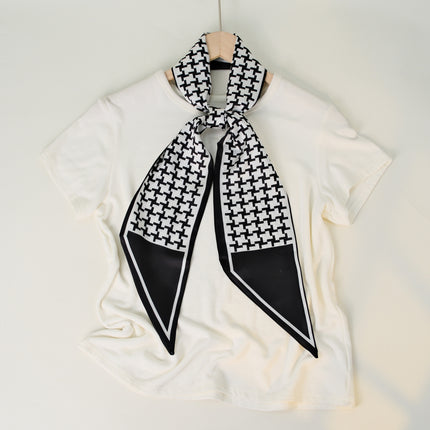 2025 European and American-style Beveled Silk Scarf Cross-border Silk Cashew Dot Long High-end Ribbon Scarf Women's Belt