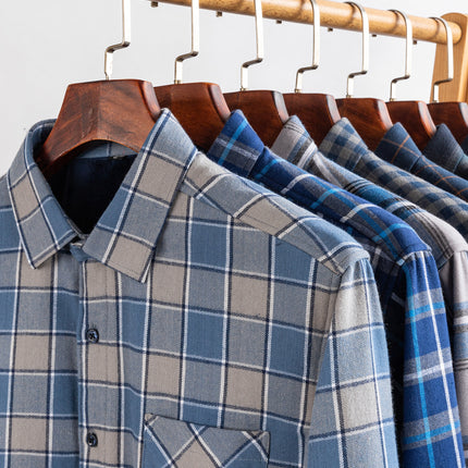 Winter Warm Shirt Pure Cotton Brushed Plaid Fleece-Lined Thickeneded Middle-Aged and Elderly Men's Cardigan Dad's Cotton Shirt