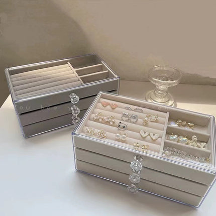 Jewelry Box Flannel Multi-layer Large Capacity Bracelet Necklace Earrings Ring Jewelry Jewelry Storage Box