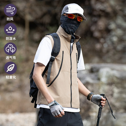 2025 Summer Thin Outdoor Camping Hiking Casual Versatile Sleeveless Vest Fishing Vest Quick-Drying for Hiking