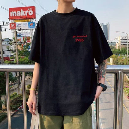 Summer New Short-Sleeve Trendy Loose Versatile Ins Fashion Brand Half-Sleeve T-Shirt Student Casual Short-Sleeve Top