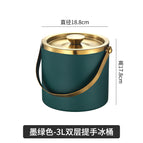 3l double-layer portable ice bucket dark green + ice clip