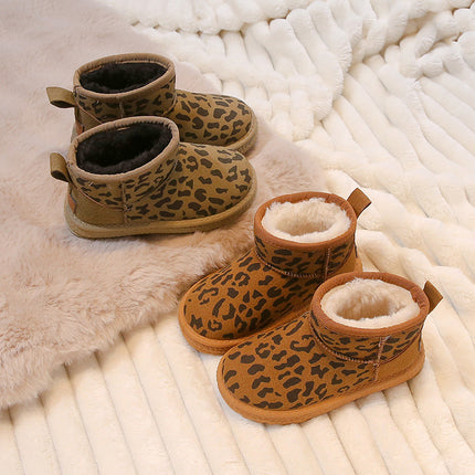 Girls' Snow Boots 2025 Winter New Style Children's Leather Waterproof Cotton Boots with Fleece Lining and Thickened for Boys and Girls Northeast Cotton Shoes