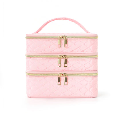 Feihong Cross-Border Three-Layer Cosmetic Bag Large Capacity High-Value Portable Toiletry Bag Portable Travel Makeup Storage Bag