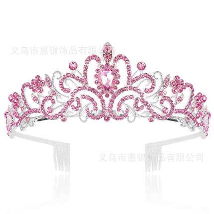 Hot sale crystal diamond bride wedding hair crown birthday headdress hair accessories ball crown car show performance headband