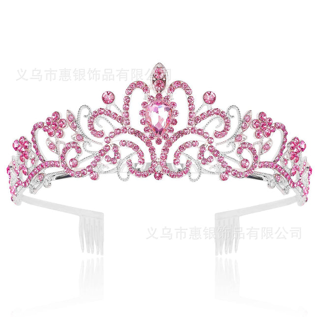Hot sale crystal diamond bride wedding hair crown birthday headdress hair accessories ball crown car show performance headband