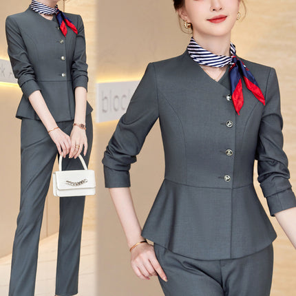High-end professional suit spring and autumn fashion temperament goddess style skirt administrative overalls front desk manager interview tooling