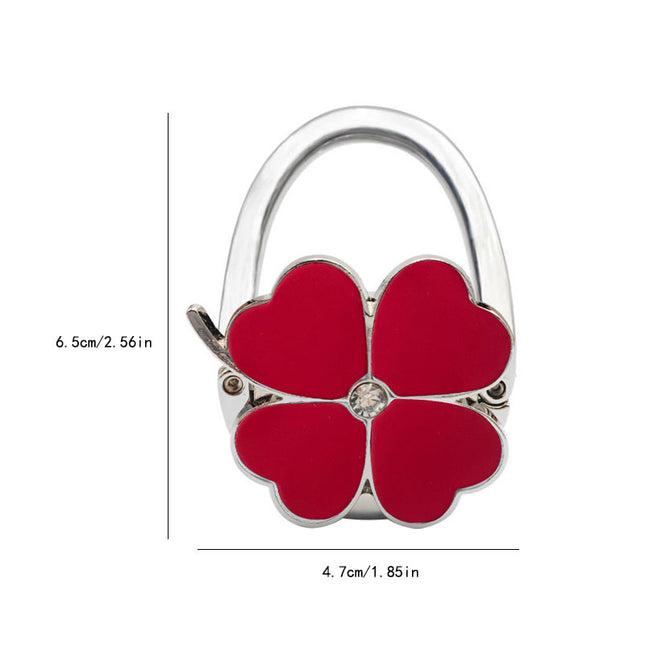 Spot Four-Leaf Clover Hanging Foldableing Portable Bag Hook Clover Pure Color Table Bag Hanging Device Handbag Bag Hook