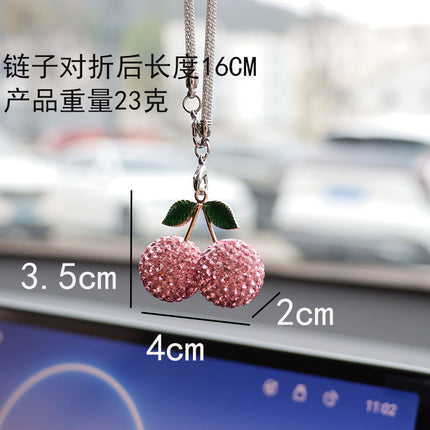 Ai Cheng Cross-Border Cherry Strawberry Car Interior Rhinestone Pendant Car Decoration Supplies Car Supplies Pendant