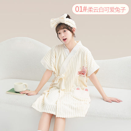 New Style Thickened Bath Towel Girls Can Wear Wrap Cotton Absorbent Quick-drying Household Nightgown Autumn and Winter Bathing Bathrobe Bath Skirt