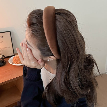 Autumn and Winter Vintage Velvet Headband New High Cranial Top Wash Face Fixed Pressed Hair Stamp All-match Hair Bundle Headwear Headband for Women