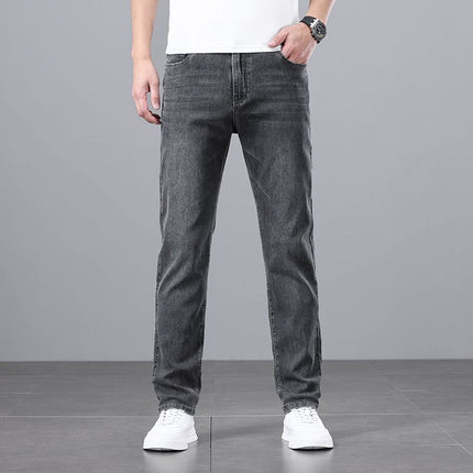 Light Luxury Smoke Grey Jeans Men's Straight Loose Summer Thin Men's Pants 2025 New Casual Trendy Trousers
