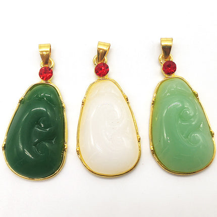 Ancient sand gold imitation jade gold-plated necklace jade brave Guanyin Buddha pendant live welfare drainage small gift supply