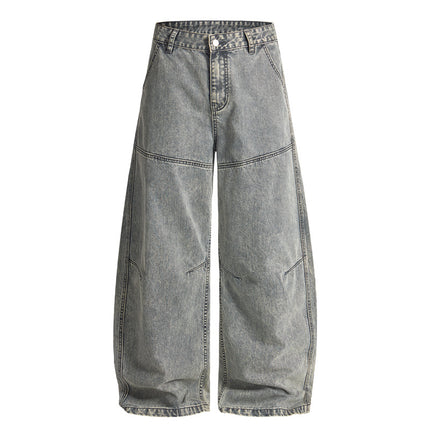 Jiamu American Brown Silhouette Scimitar Casual Pants for Men and Women Baggy Loose Wide-Leg Neutral Draped Banana Pants