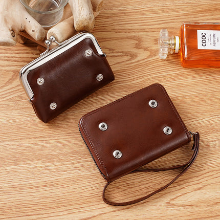 Ready Supply Factory Cross-Border Supply Women's Buckle Coin Purse 4inch Zipper Clip Bag Clutch Bag Retro Bag