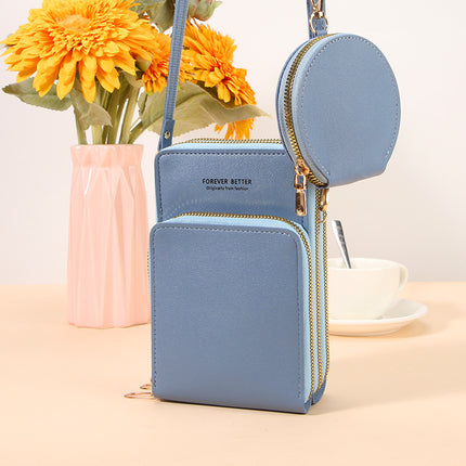 Two-Piece Mobile Phone Bag Large Capacity Multi-Functional Solid Color Fashionable Simple Shoulder Small Bag Touch Screen Crossbody Women's