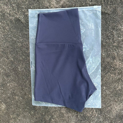 New Nude High-Waist Brushed Shorts Yoga Wear Nylon Shorts Women's Tight Yoga Three-Point Sports Shorts Peach