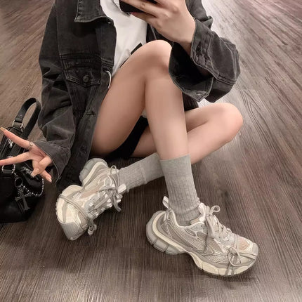 2026 Spring and Summer Dad Shoes for Men and Women, Breathable, Versatile, Distressed, Thick-Soled, Height-Increasing, Casual Couple Sneakers