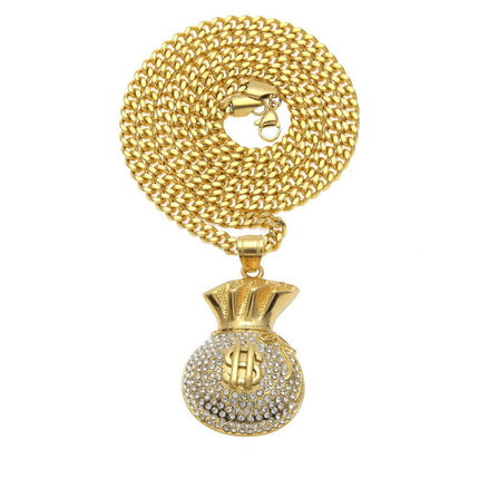 European and American Cross-border Hot Selling Stainless Steel Real Gold Electroplated Pouch Alphabetic Digital Hip Hop Trend Pendant Niche Jewelry