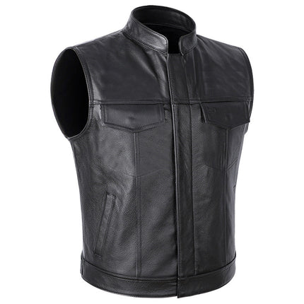 European and American Cross-border Men's Wear Amazon plus size Vest Skull Letter Embroidered Leather Wear