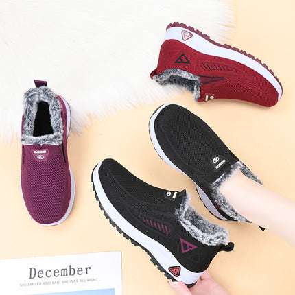 Winter Women's Slip-On Warm Cotton Shoes, Non-Slip Flat Thickened Plush Mom Cotton Shoes, Wholesale Foreign Trade Women's Cotton Shoes