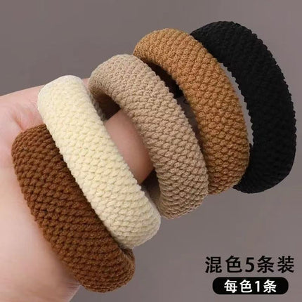 High-End Black Ponytail Hair Rope, Durable Large Intestine Hair Tie, Small Intestine Headband, Scalp Band, Headband, Women's Hair Accessories, Leather Case