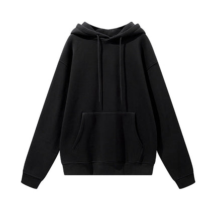 Men's Autumn and Winter 345g Pure Color Hoodie Thickeneded and Velvet Oversize Brushed Men's Hooded Sweatshirt Thickeneded and Warm