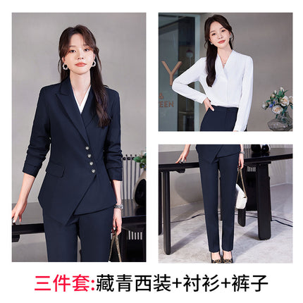 Professional Suit suit Women's Senior Sense 2024 Spring and Autumn New Hotel Front Desk Beauty Salon Overalls Suit Jacket