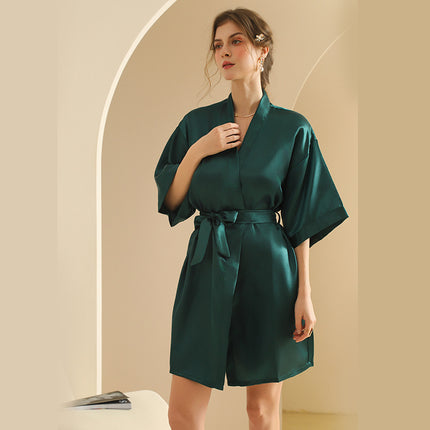bride Gown morning Gown Lady nightgown wedding makeup bridesmaid group wedding kimono imitation silk cardigan bathrobe