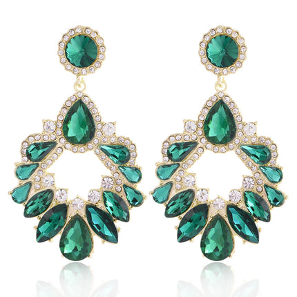 European and American Trendyy Drop-Shaped Earrings for Women, High-End Diamond-Encrusted Elegant Tassel Earrings, Fashionable Ins Style Rhinestone Earrings