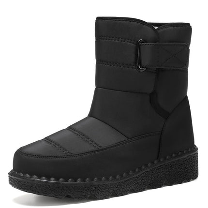 Women's Winter Cotton Boots, Large Size, Fleece-Lined, Thickened Long Boots, Lightweight Polyurethane Cotton Shoes, Warm Snow Boots