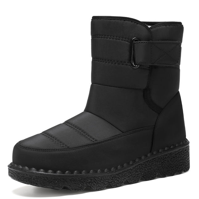 Women's Winter Cotton Boots, Large Size, Fleece-Lined, Thickened Long Boots, Lightweight Polyurethane Cotton Shoes, Warm Snow Boots