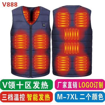 Autumn and winter new men's collar heating cotton vest graphene electric vest USB Safe Intelligent constant temperature heating suit