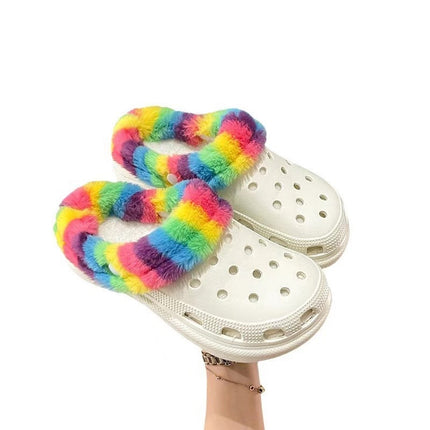 Cross-border independent station Amazon hole shoes color shoe cover replaceable warm shoe cover hole shoes warm cover