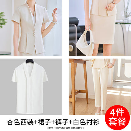 High-end Suit suit Women's Short-sleeved Summer New Tooling Hotel Front Desk Temperament Work Clothes Professional Thin Suit