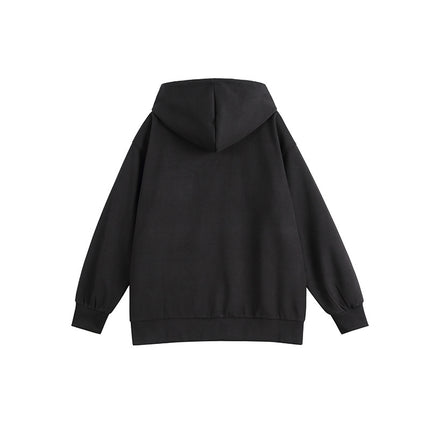 City Essentials 2024 Spring New Creative Zipper Hooded Letter Print Sweatshirt Loose Fit