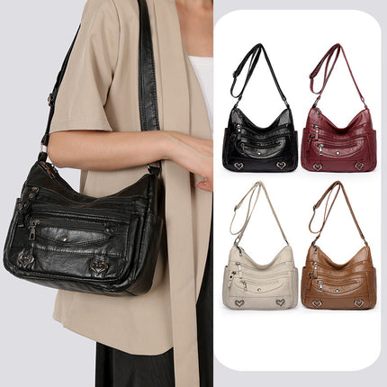 Middle-Aged and Elderly Women's Bags 2026 New Large-Capacity Shoulder Crossbody Bag Lightweight Backpack Soft Leather Bag for Middle-Aged Mothers