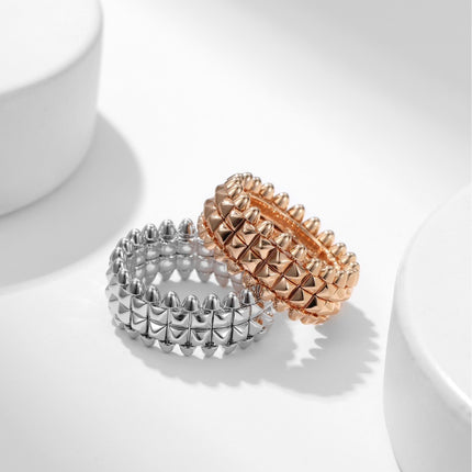 Classic Wide Rivet Ring, Fashionable and Luxurious V Gold Version, Non-Fading Couple's High-End Ring