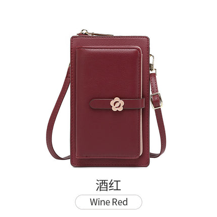 Women's Touch Screen Mobile Phone Bag Spring New Small Fresh Vertical Cross-Body Bag Multi-Functional Pu Soft Leather Buckle Small Square Bag