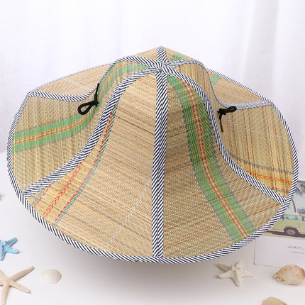 Travel Fishing Sunshade Straw Hat Folding Large Along Straw Mat Hat Men's and Women's Sunscreen Hat Outdoor Big Brim Hat