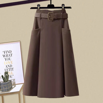Light luxury women's clothing suit 2024 autumn and winter new design sense rhombus sweater light mature skirt two-piece set