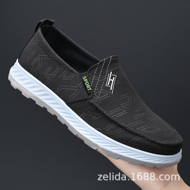 Men's Shoes 2024 Spring New Style Comfortable and Breathable Cloth Shoes One-Leg Soft-Soled Cloth Shoes Middle-Aged and Elderly Dad's Shoes Casual Shoes