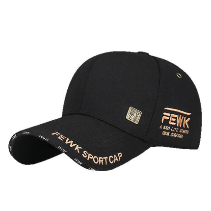 Baseball Cap for Men, New Spring/Summer Trendy Korean Style Embroidered Versatile Hard-Brimmed Large Brim Sun Protection Visor Cap